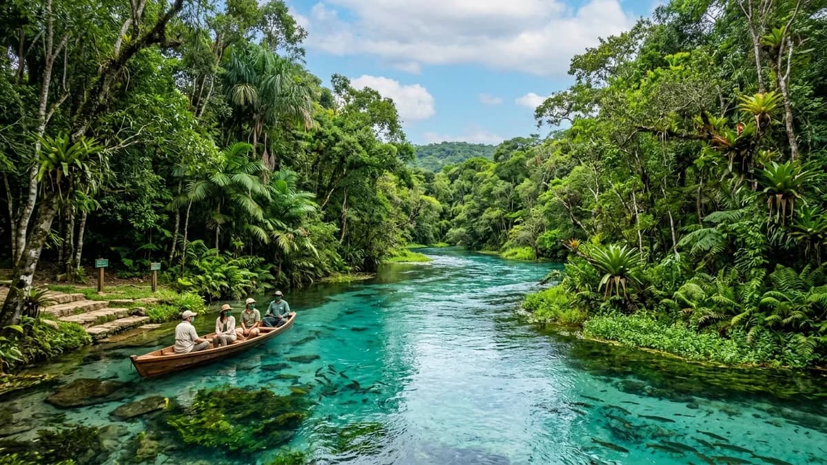 Visualização da natureza de Bonito MS representando o Plano de Ação Climática e sustentabilidade do ecoturismo